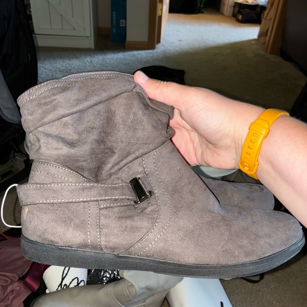 Basic Editions Taupe Suede Ankle Boots